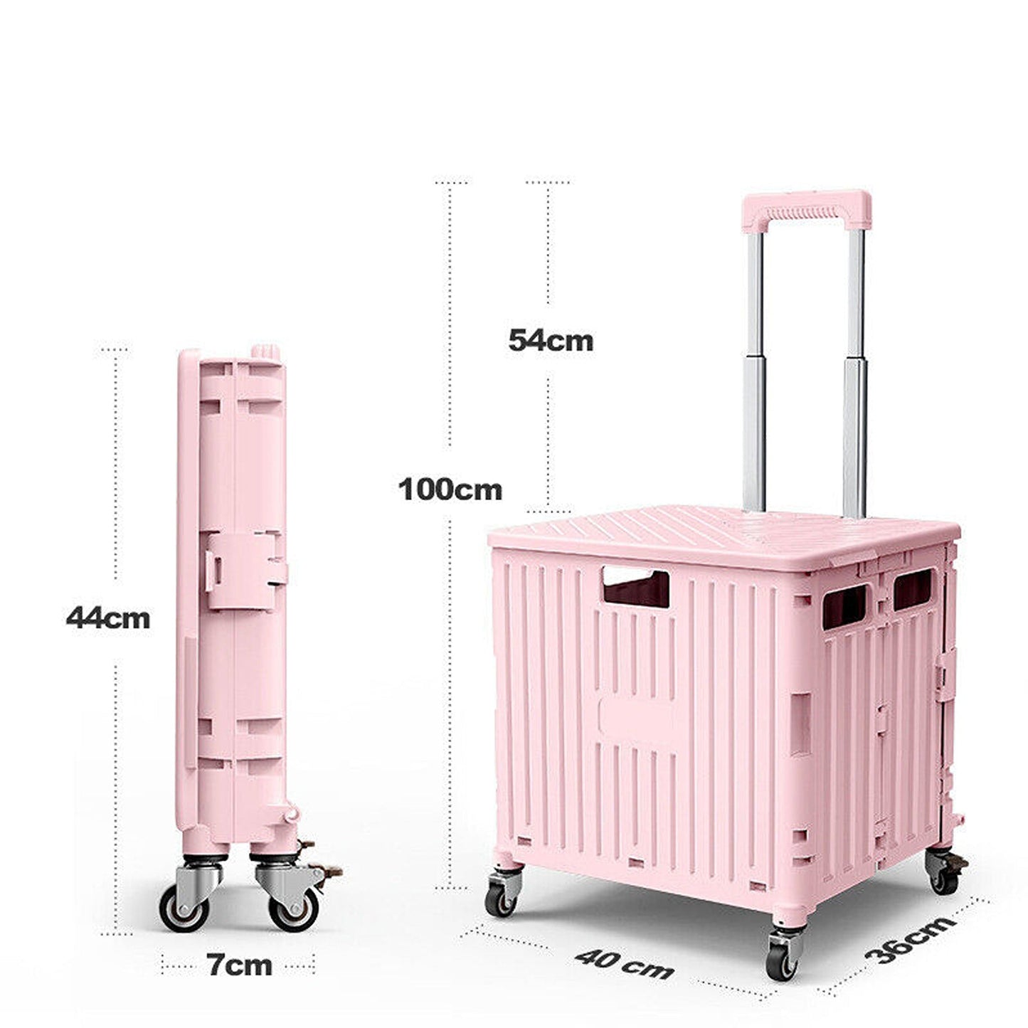 Foldable Grocery Shopping Trolley with 360 Degree Wheels and Lid