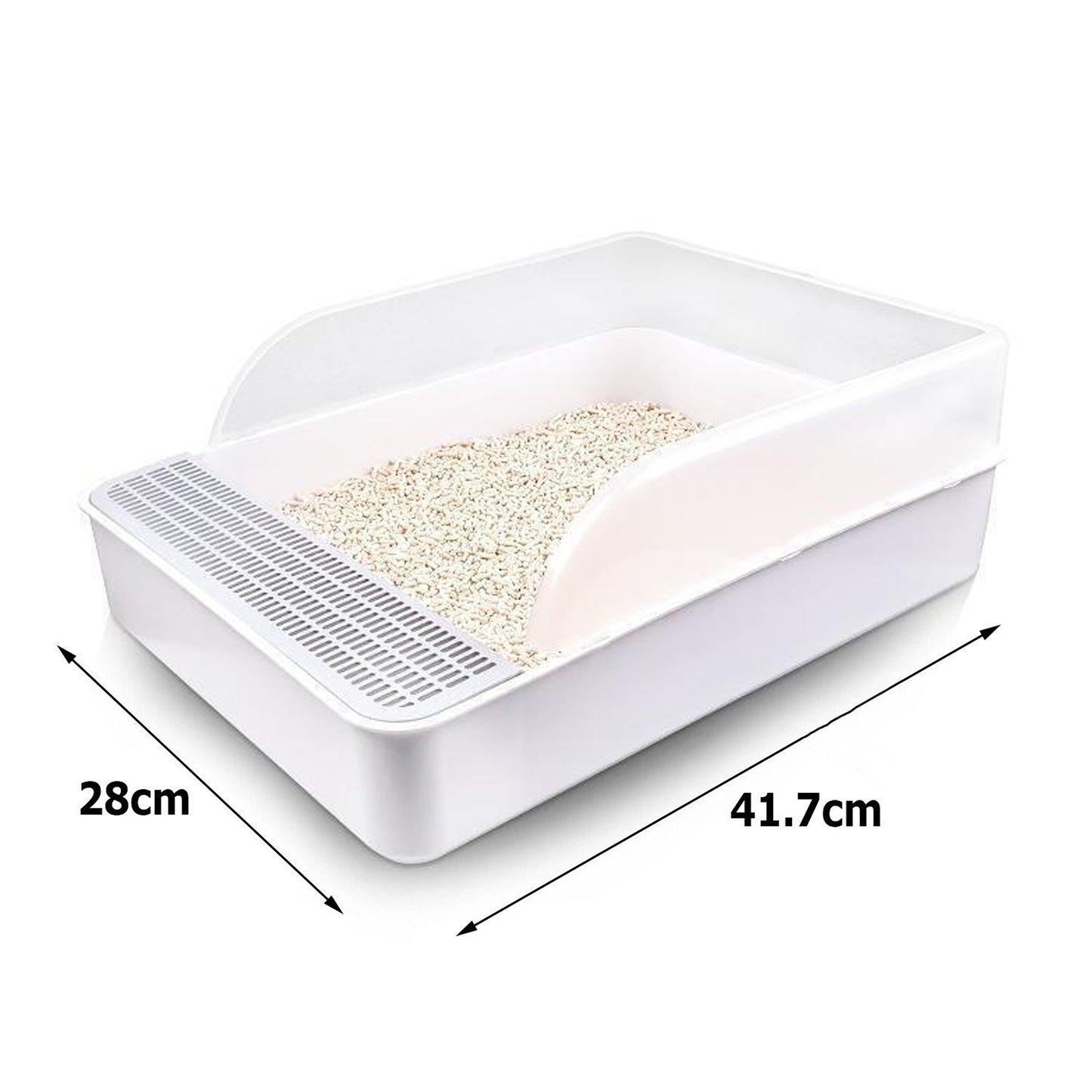 Cat Litter Box with Large Entry and Splash Guard Open Kitty Toilet Tray