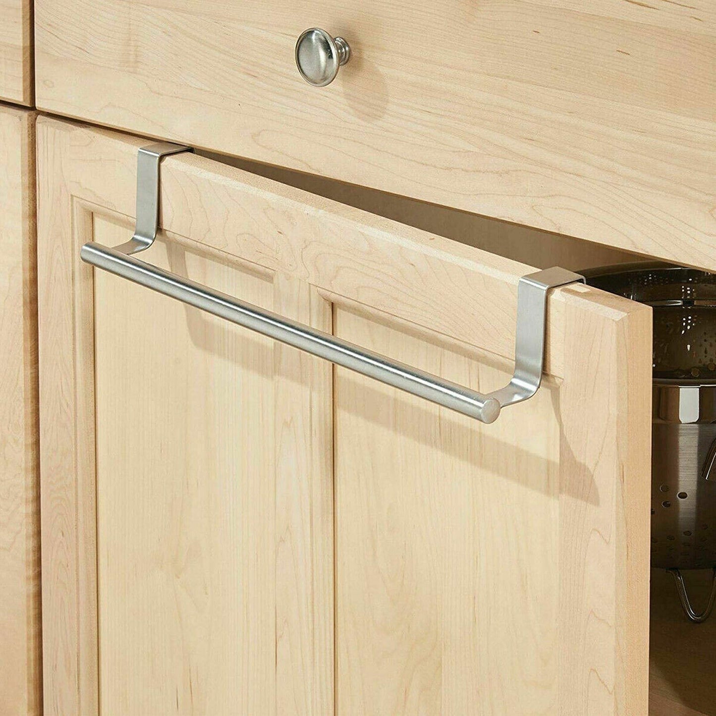 Over Door Tea Towel Rack Bathroom Rail Cupboard Hanger Hook