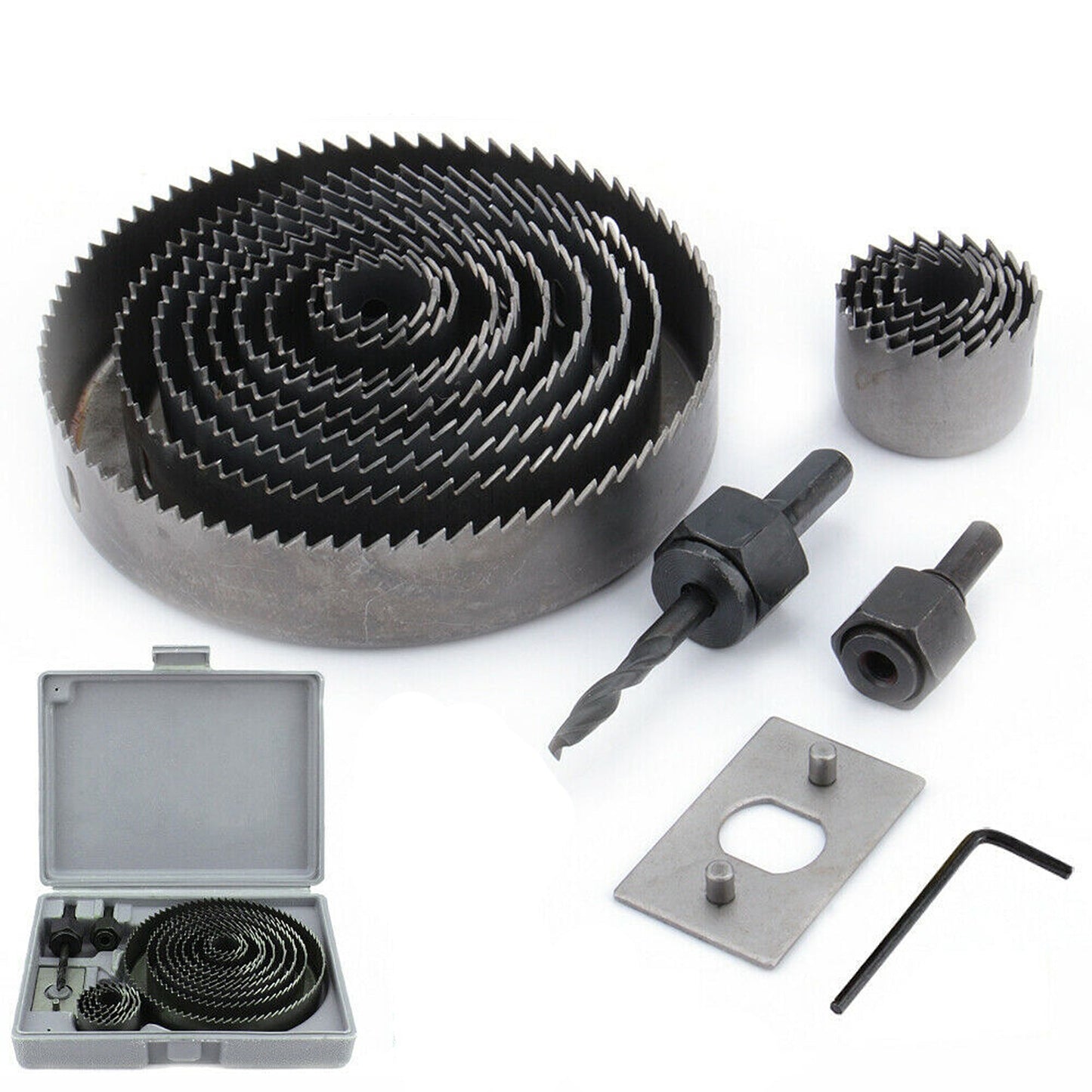 Wood Cutter Holesaw Kit 17pcs with Multiple Sizes 19-127mm 3 Colours