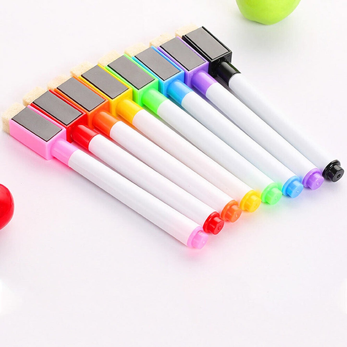 8pcs Dry Erase Whiteboard Markers with Magnetic Cap and Eraser