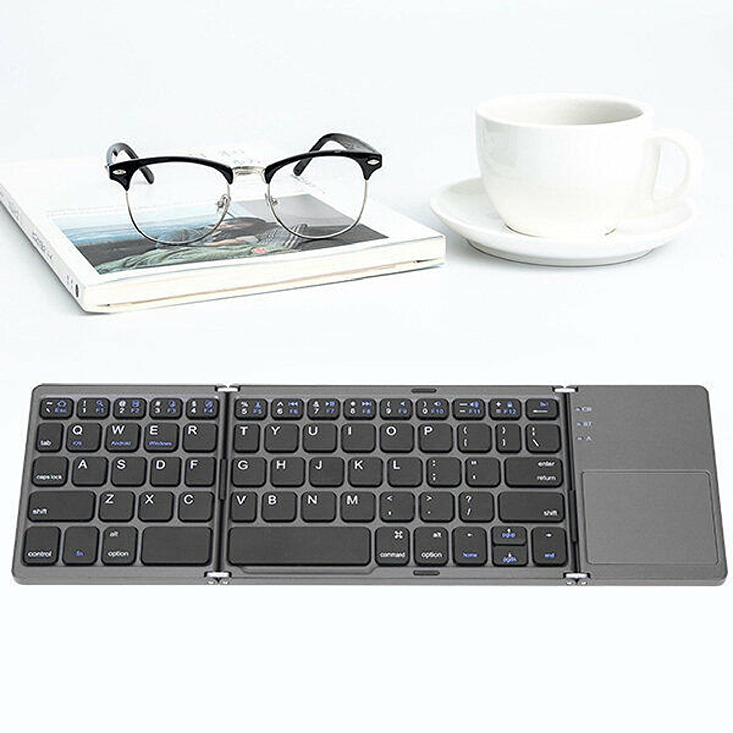 Slim Bluetooth Keyboard with Integrated Touchpad for Tablets and Smartphones