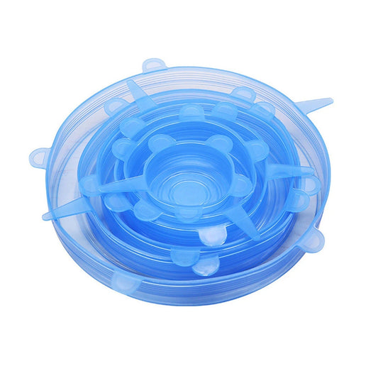 Blue Silicone Food Saver Stretch Reusable Bowl Wraps Seal