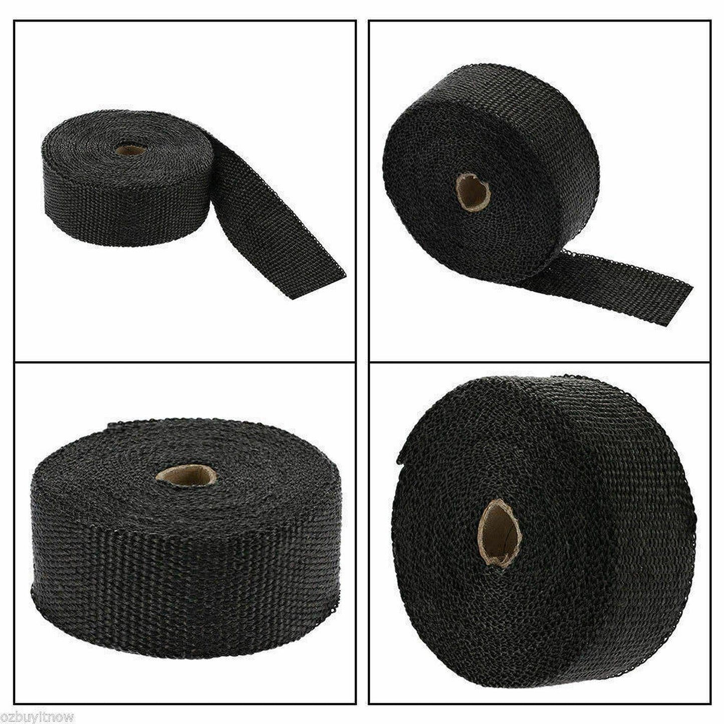 Exhaust Heat Wrap Resistant to 2000F with 10 Stainless Ties Black