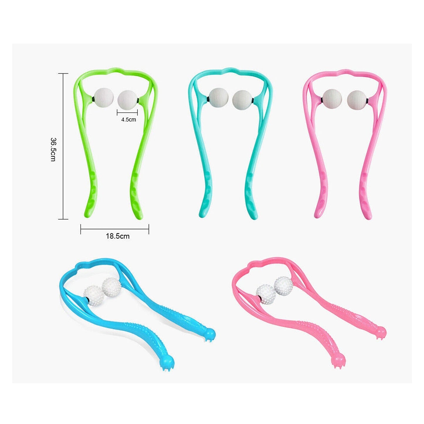 Dual Trigger Point Neck Shoulder Massager Hand Roller for Pressure Relief