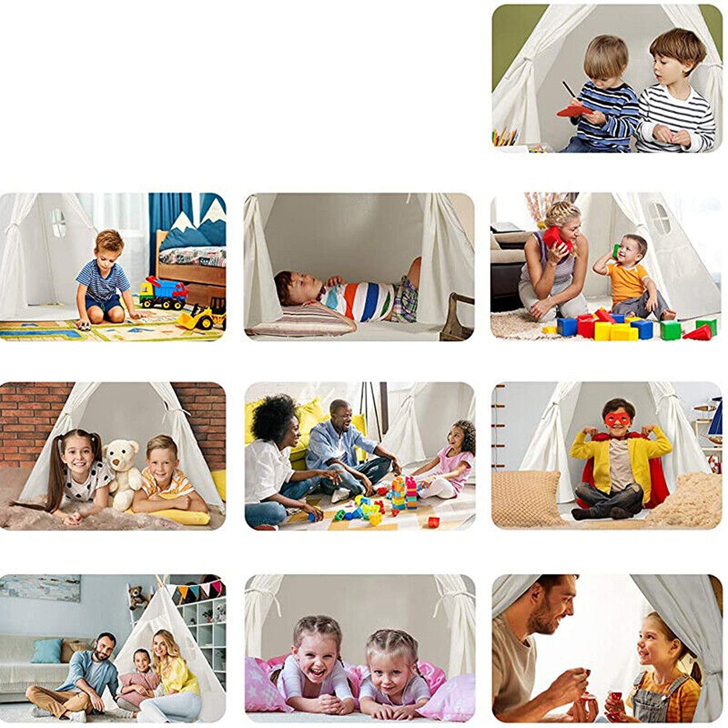 Cotton Canvas Large Teepee Tent Play House Wigwam Kids