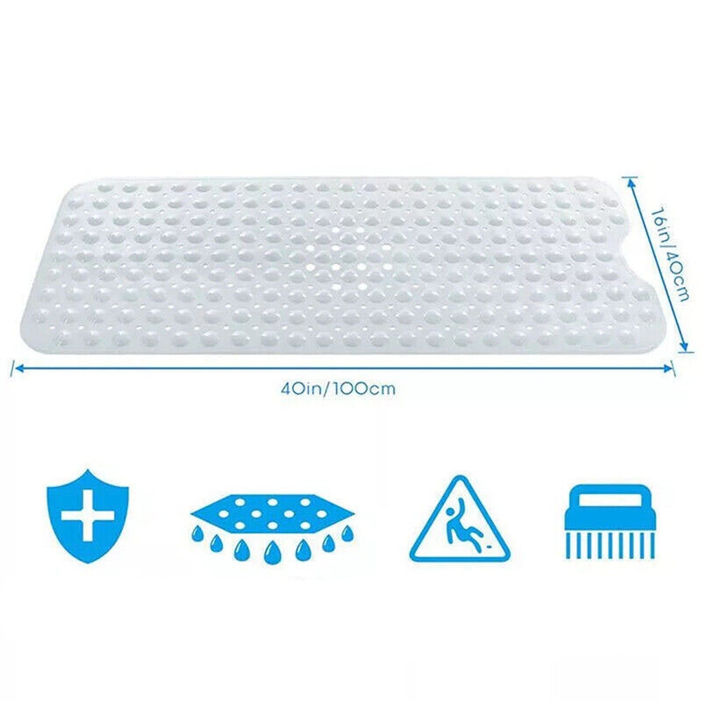 Extra Large Non-Slip Rubber Bath Mat with Suction Cups