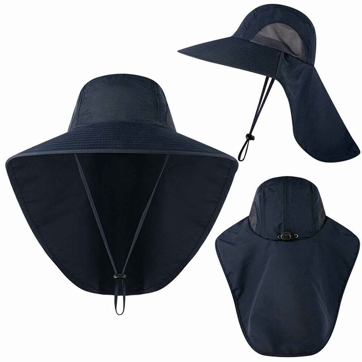 Unisex Sun Protection Hat with Neck Flap Wide Brim Outdoor Fishing Cap