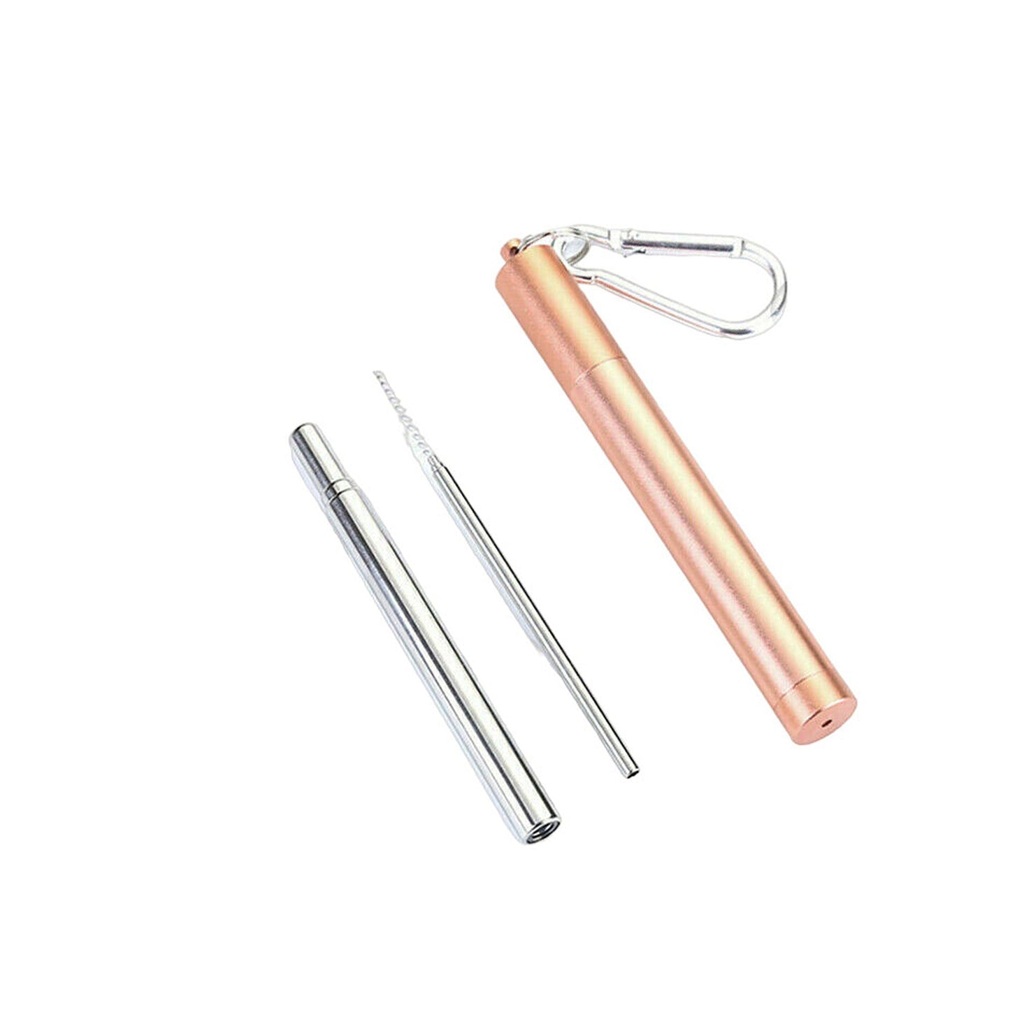 Telescopic Stainless Steel Drinking Straws with Cleaning Brush
