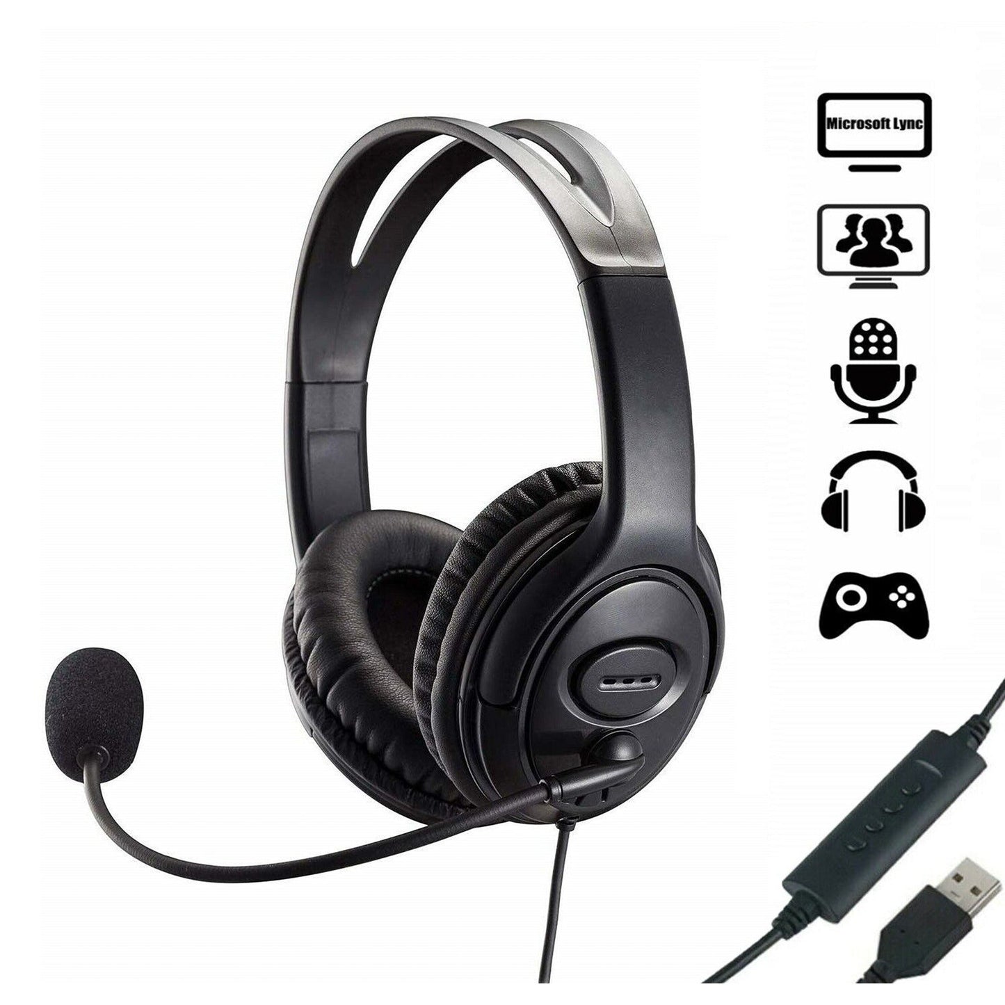 USB Wired Headset with Noise Cancelling Microphone for PC and Laptop