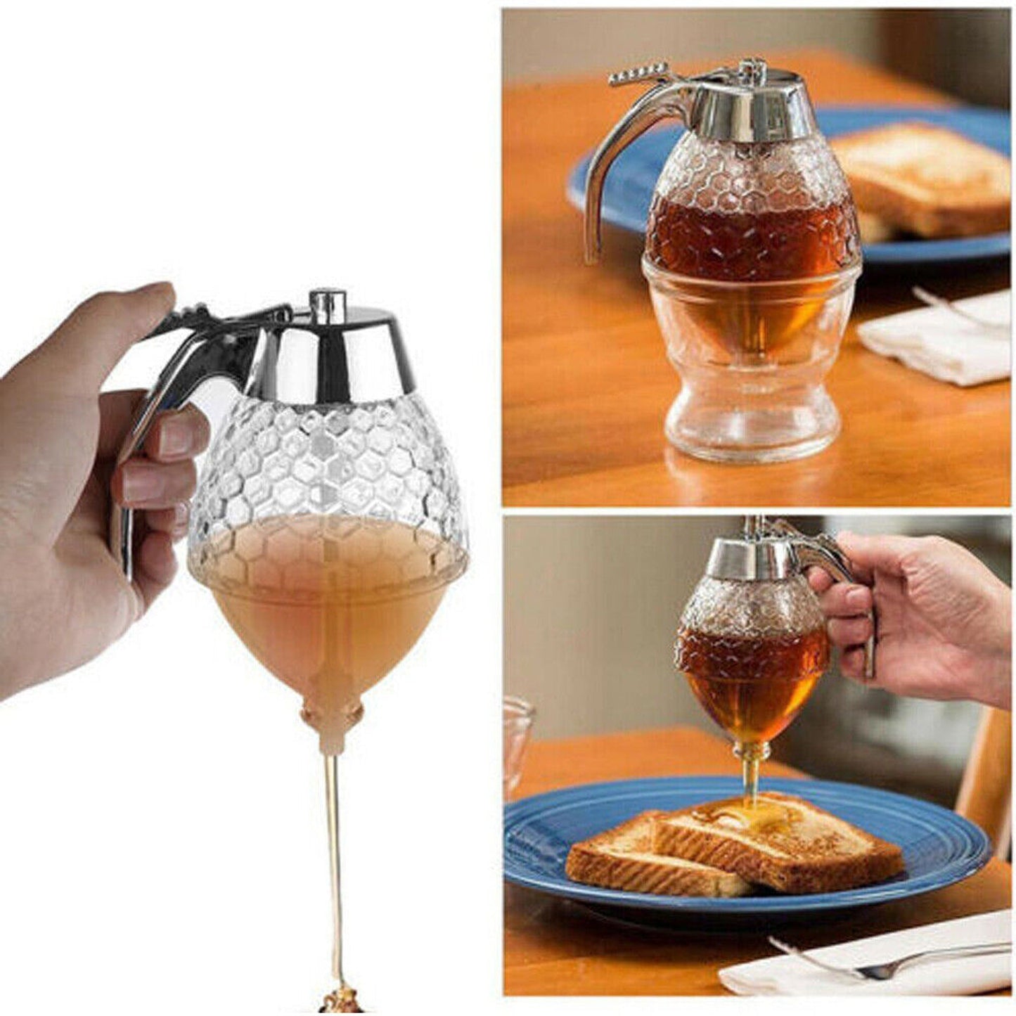 Trigger Release Honey Dispenser with Stand Kitchen Storage Pot