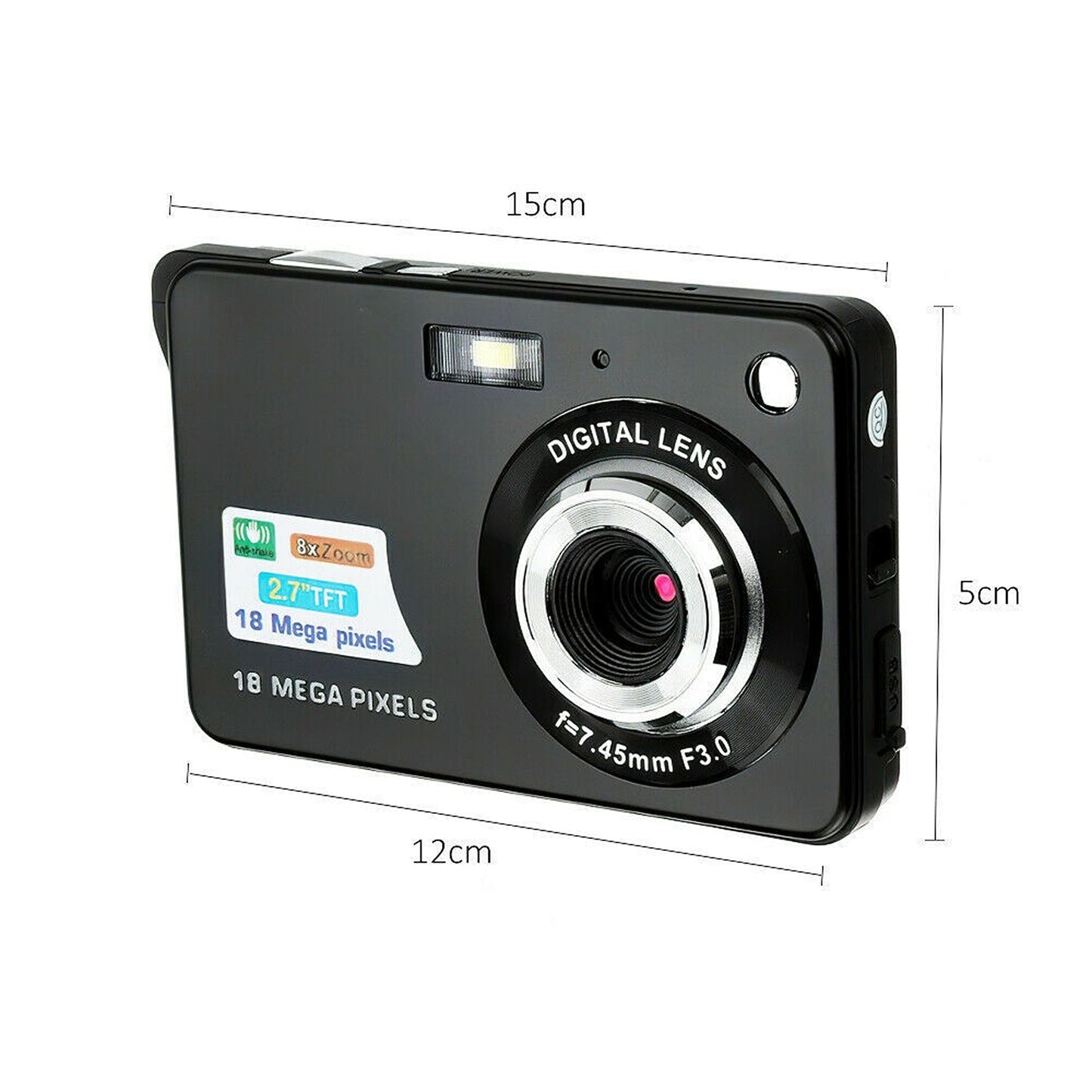 Digital Vlogging Camera with 2.7in TFT LCD Screen 18MP 8x Zoom