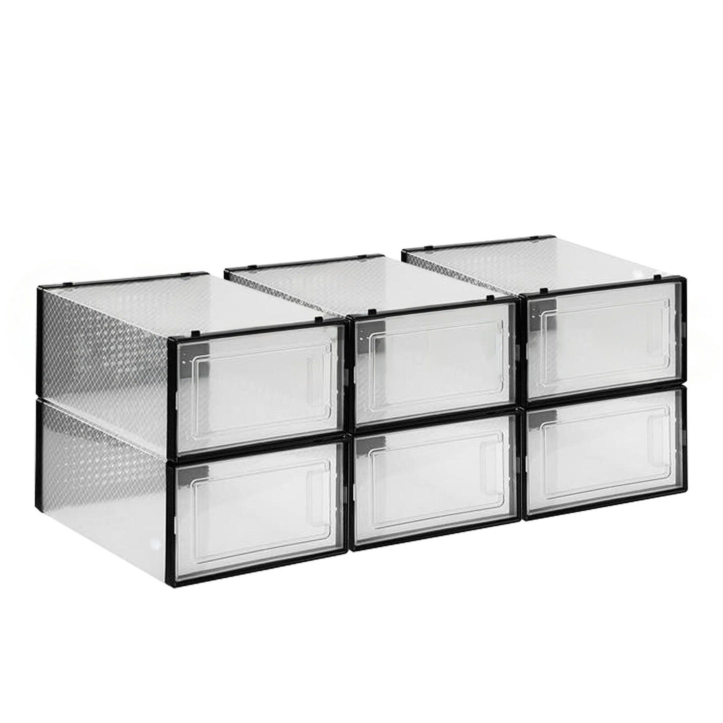 Set of Transparent Stackable Shoe Storage Boxes Black Drawers