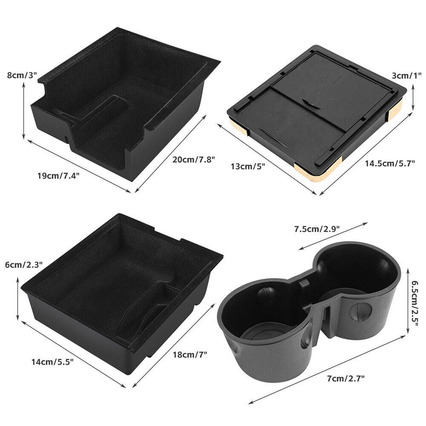 Tesla Model 3 Center Console Organizer with Cup Holder and Storage Box