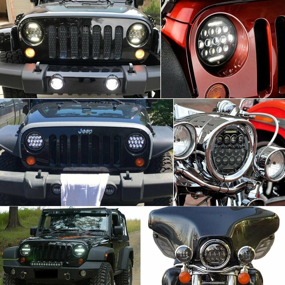 7in Pair of Round LED Headlights with DRL for Patrol GQ