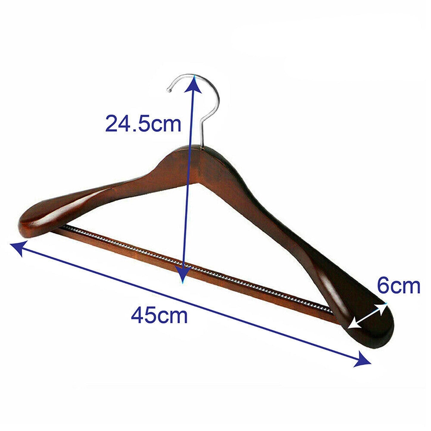 6pcs Set of Wide Shoulder Wooden Suit Hangers for Wardrobes