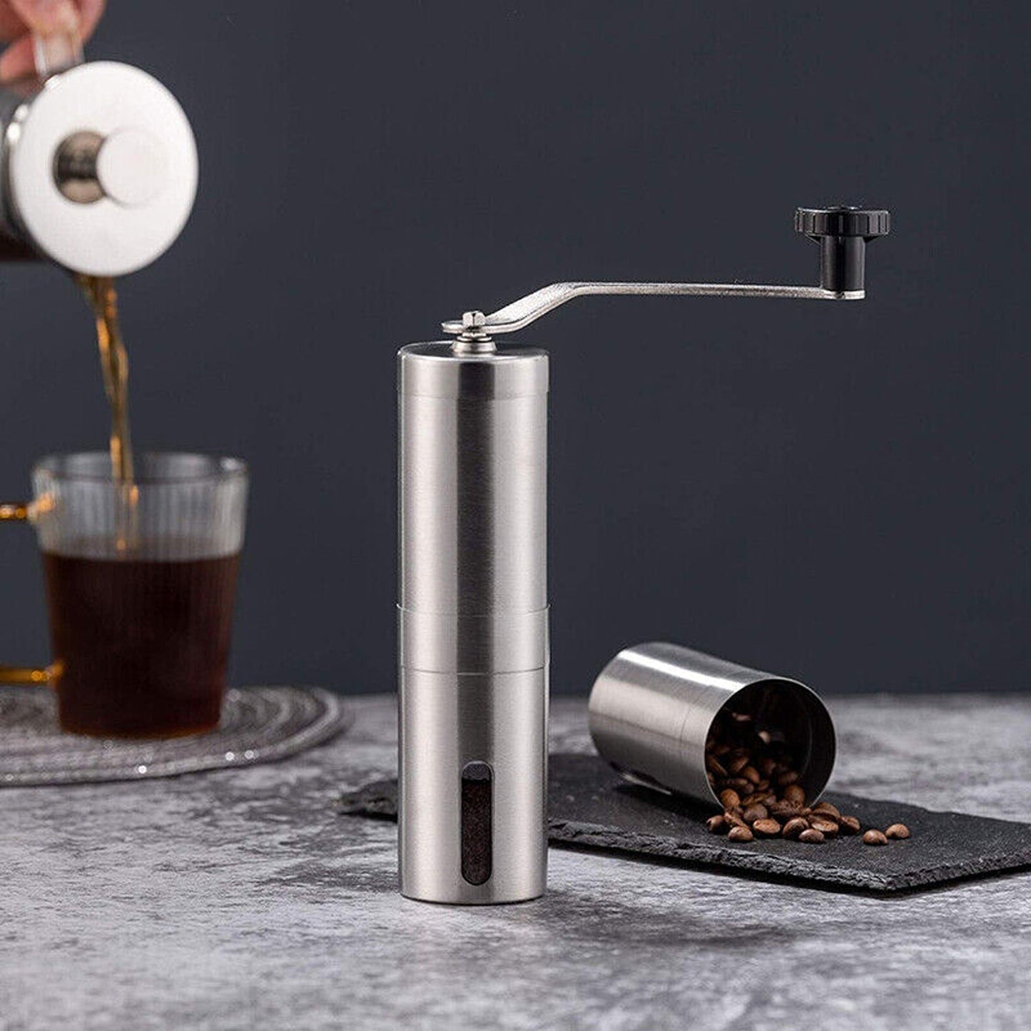 Manual Stainless Steel Coffee Grinder with Ceramic Burr