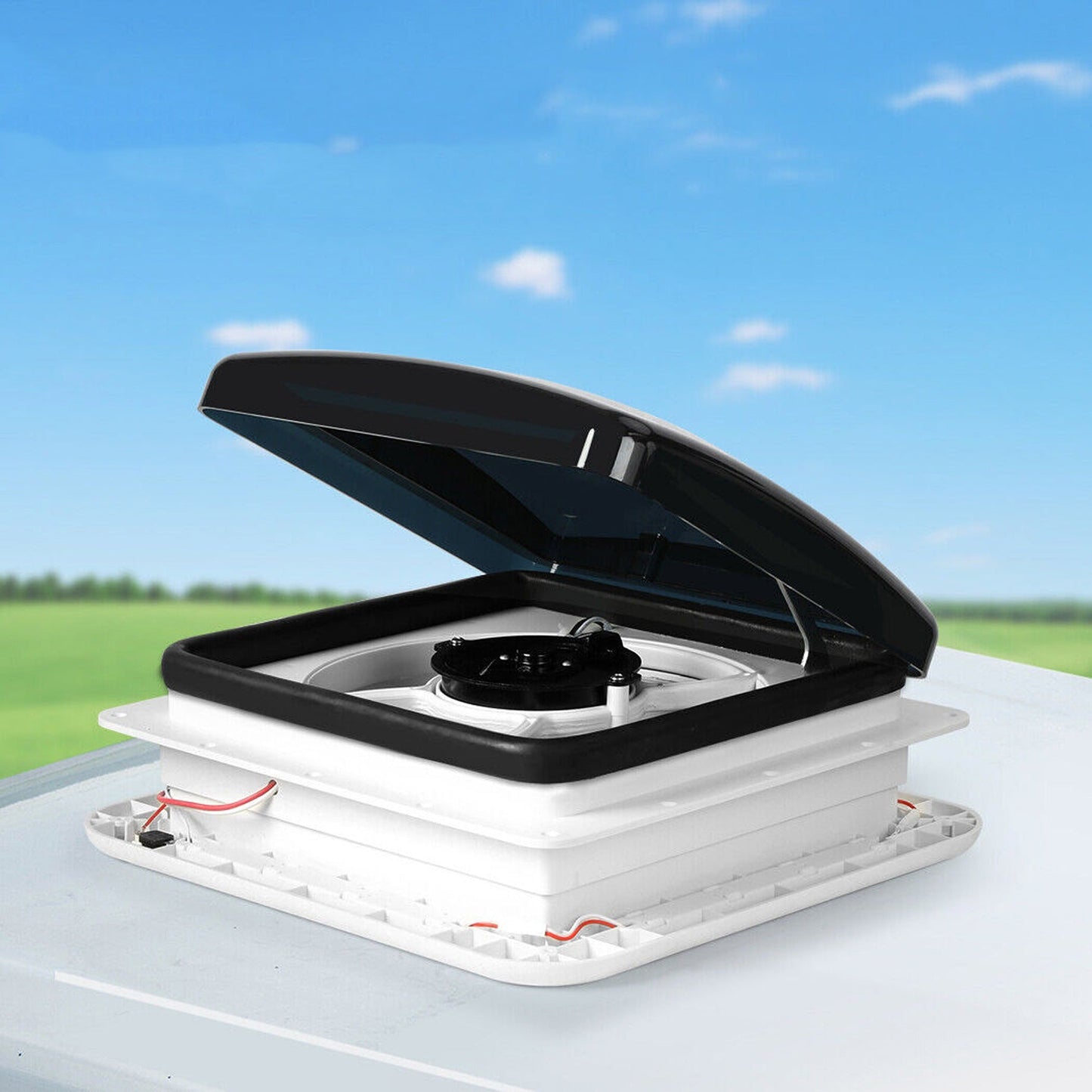 RV Caravan Roof Vent Fan with Flyscreen 12V LED Light Shower Air Hatch