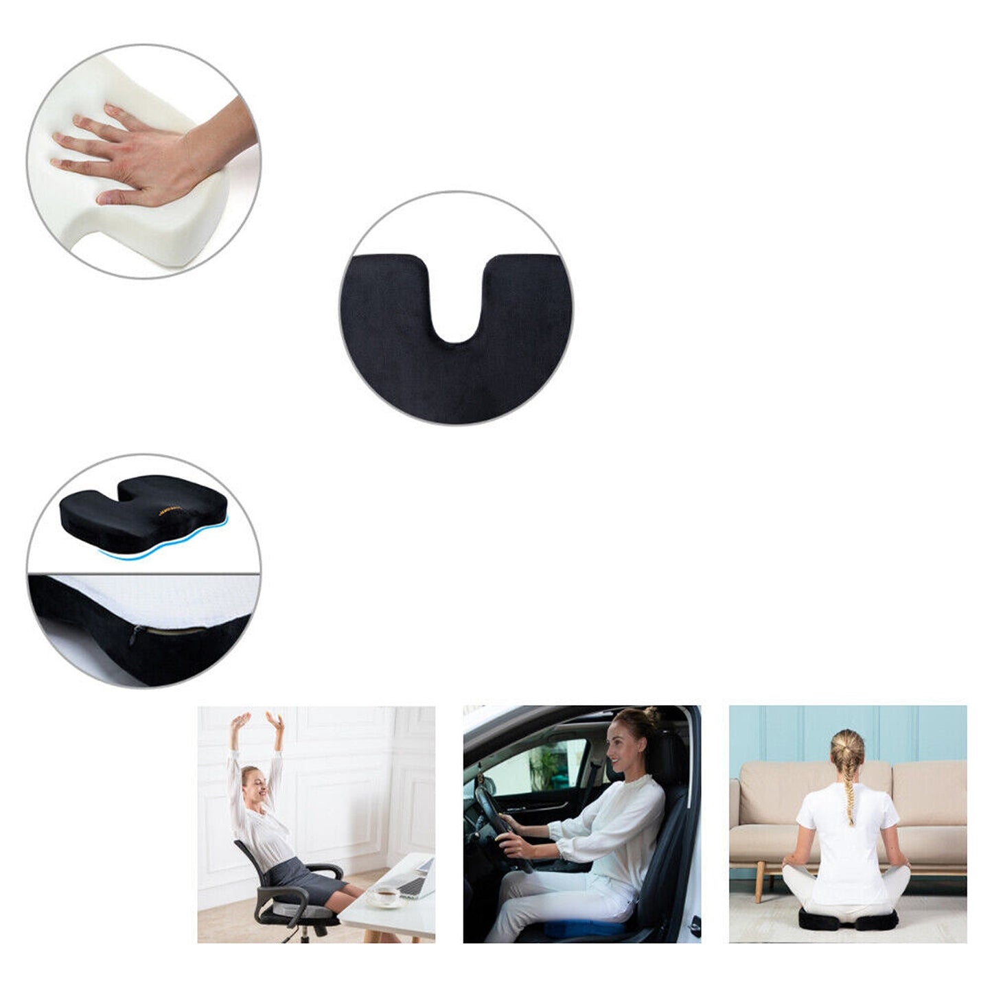 Orthopedic Lumbar Support Memory Foam Seat Cushion for Back Pain