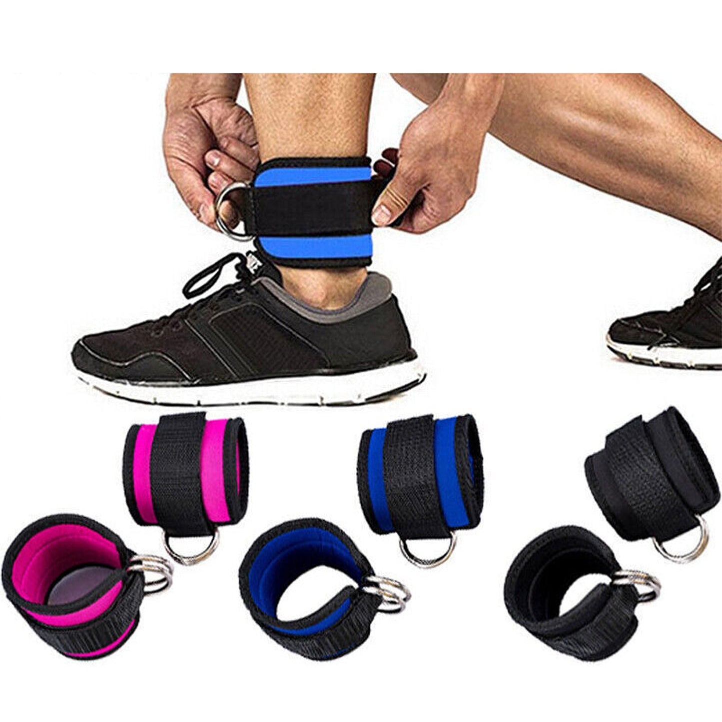 2pcs Gym Leg Strap with D-Ring for Cable Kickbacks