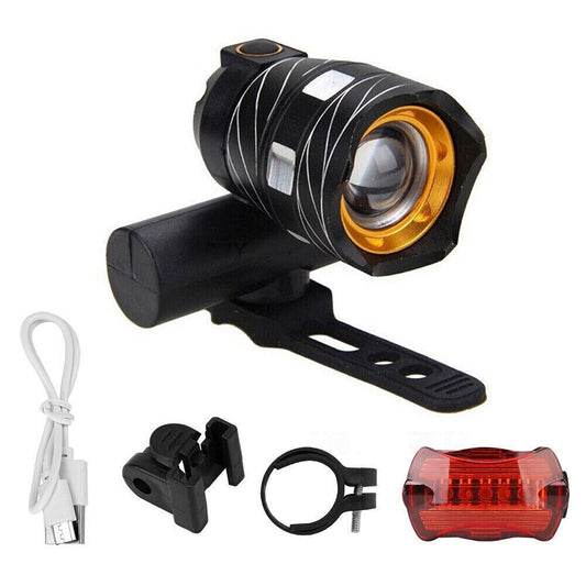 Waterproof USB Rechargeable Bicycle Light LED Front Back Headlight Bike