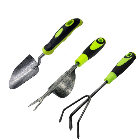 Set of 3 Gardening Hand Weeding Tool Set: Fork Shovel Rake