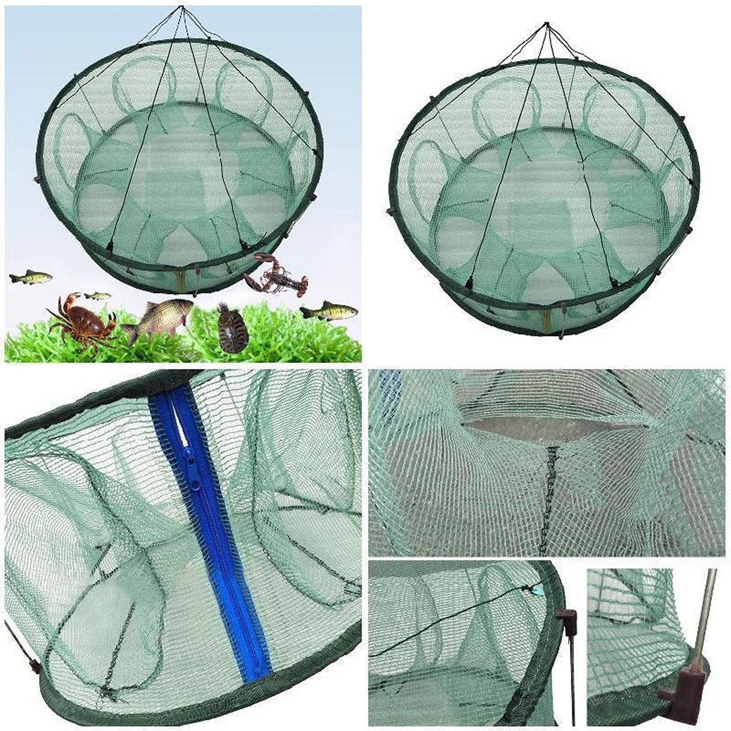 Large Foldable Fishing Net Portable Trap for Fish Crab and Shrimp