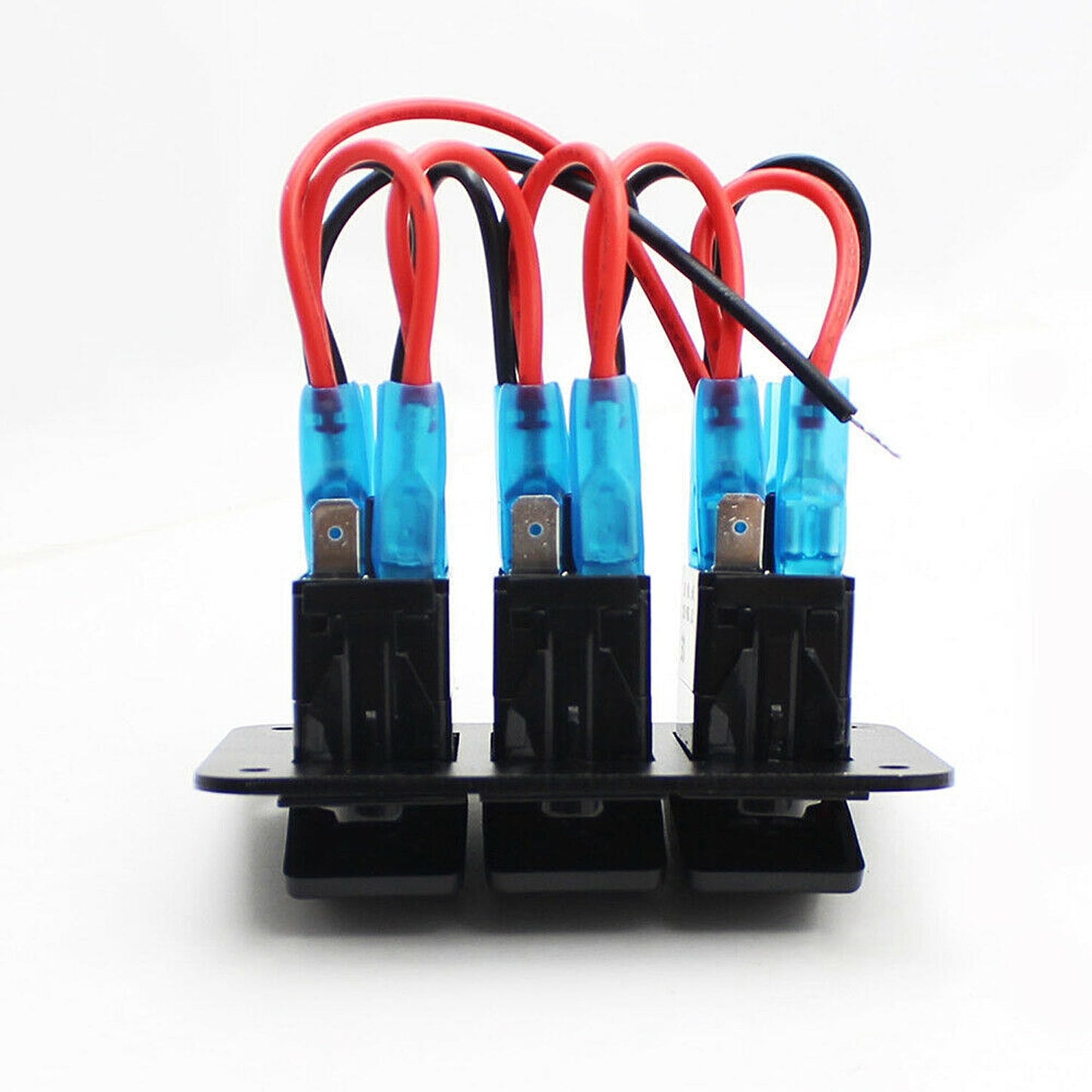 3 Gang Blue LED Rocker Switch Panel with Dual USB for Car Boat and RV