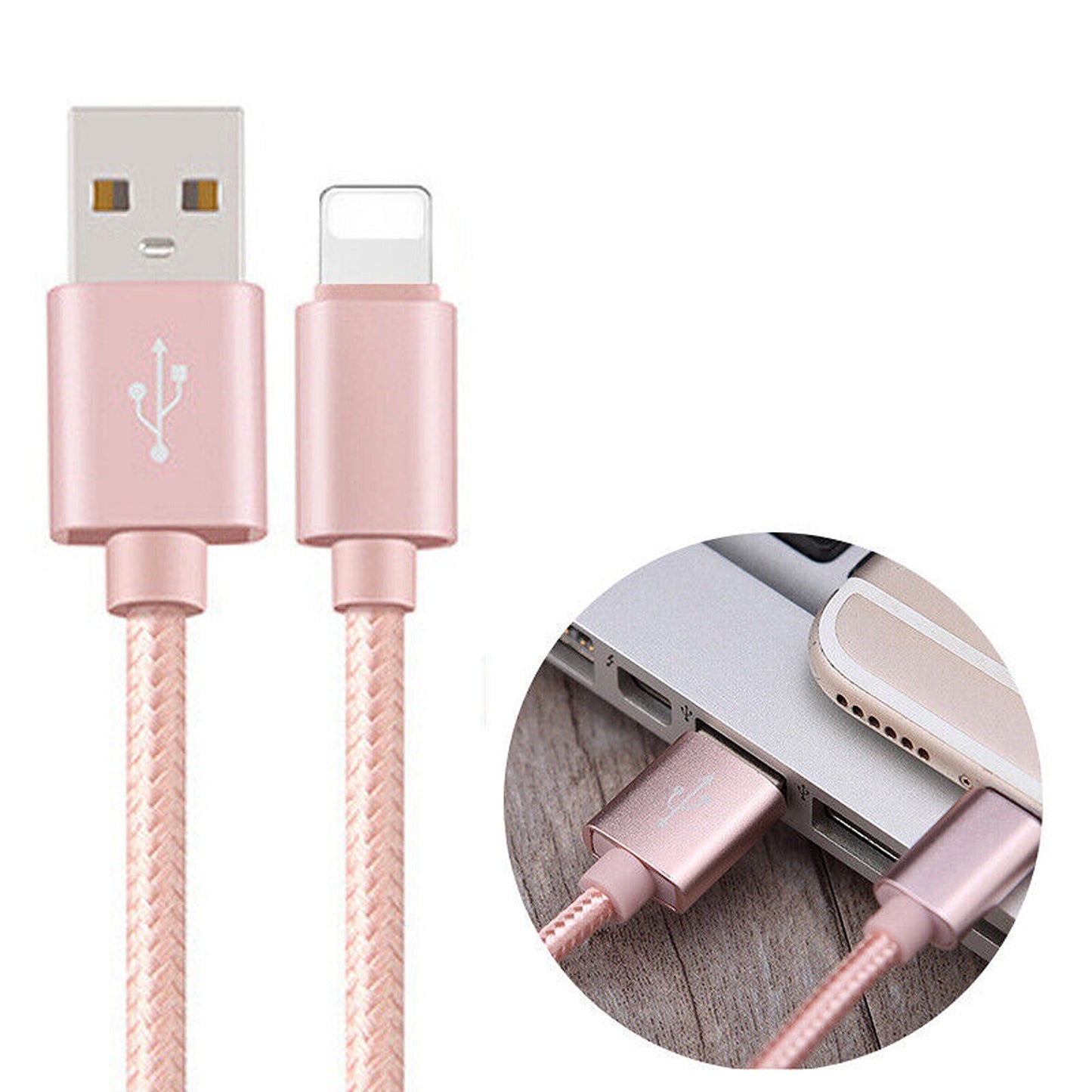 Rose Fast Charging Nylon Micro USB Cable for iOS iPhone