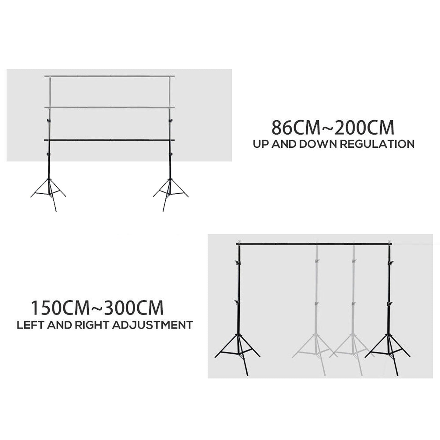 Studio Photo Black Muslin Backdrop with Support Stand Kit - 3.6M