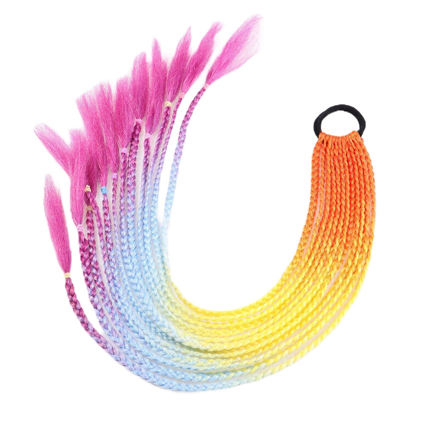 Colorful Braided Hair Extensions Elastic Ponytail Tie Fashion Accessory