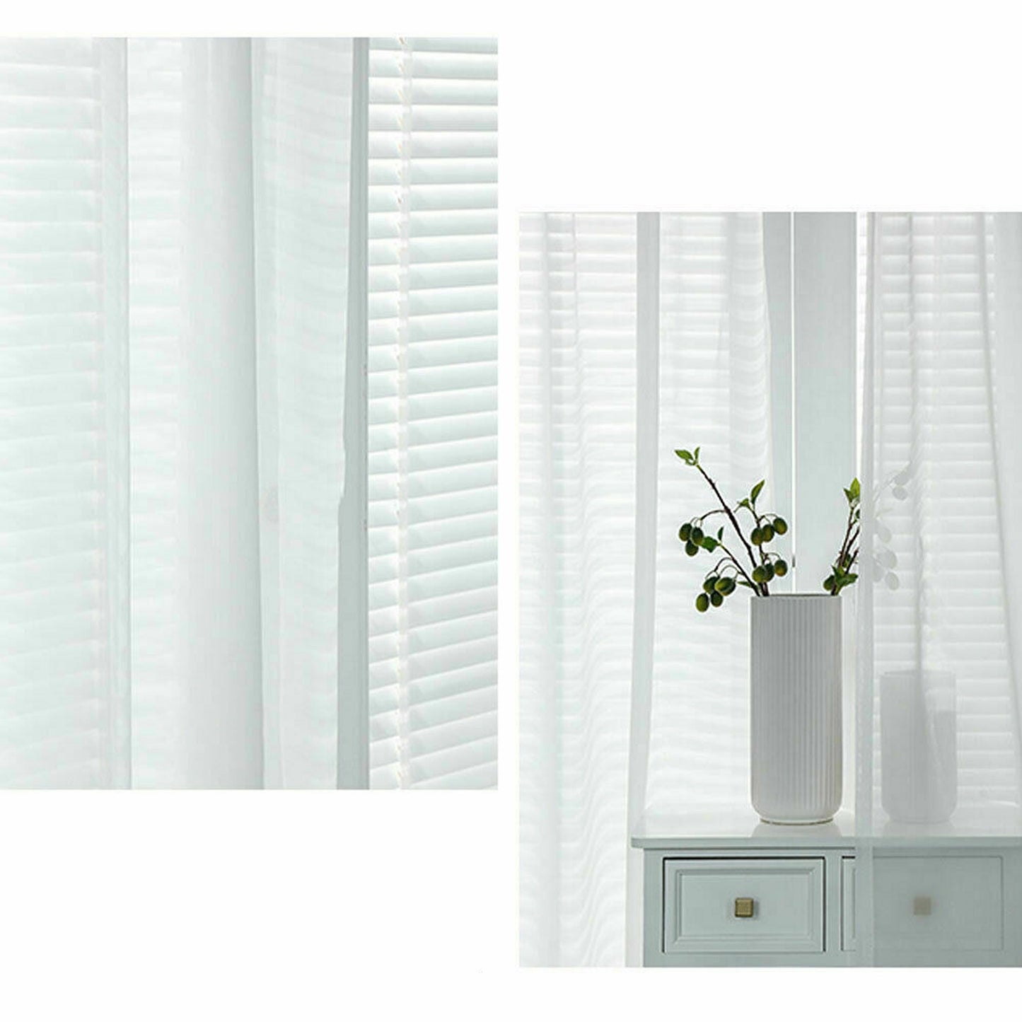 White Rod Pocket 2 Panel Sheer Curtains Window Sheer Voile Bedroom