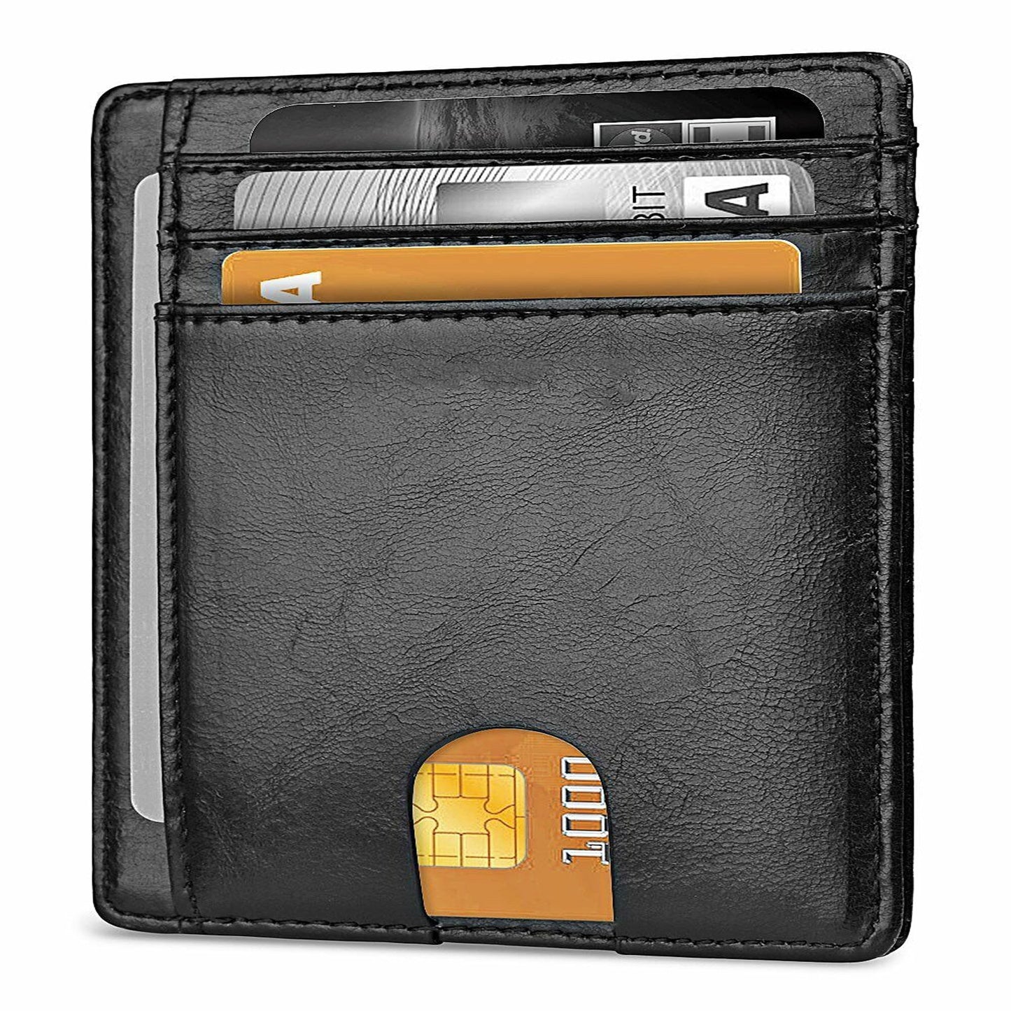 Flip Leather Slim Wallet with RFID Blocking and Credit Card Holder