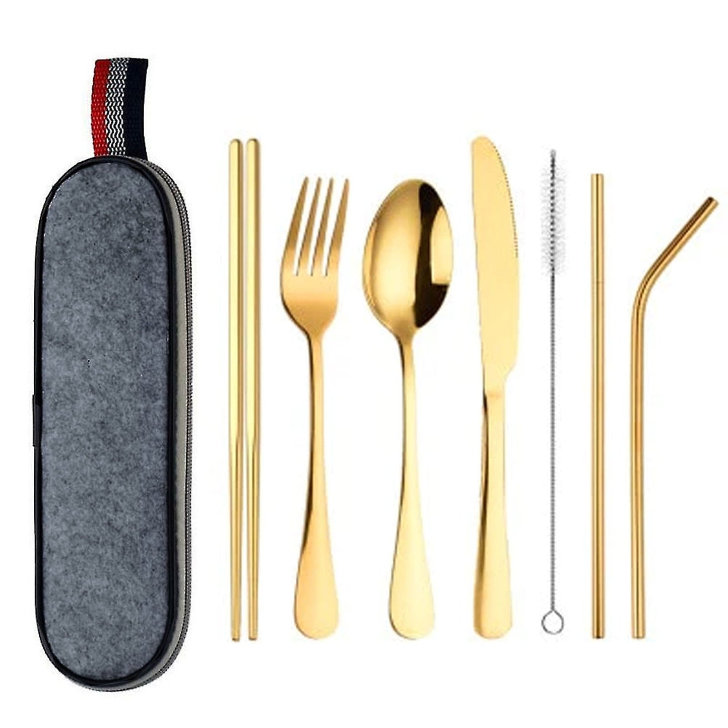 8-Piece Portable Stainless Steel Travel and Camping Cutlery Set