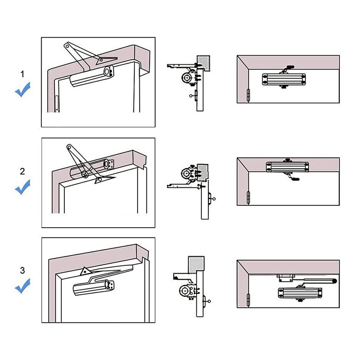 Hydraulic Light Door Automatic Closer Adjustable for 25-80KG Doors
