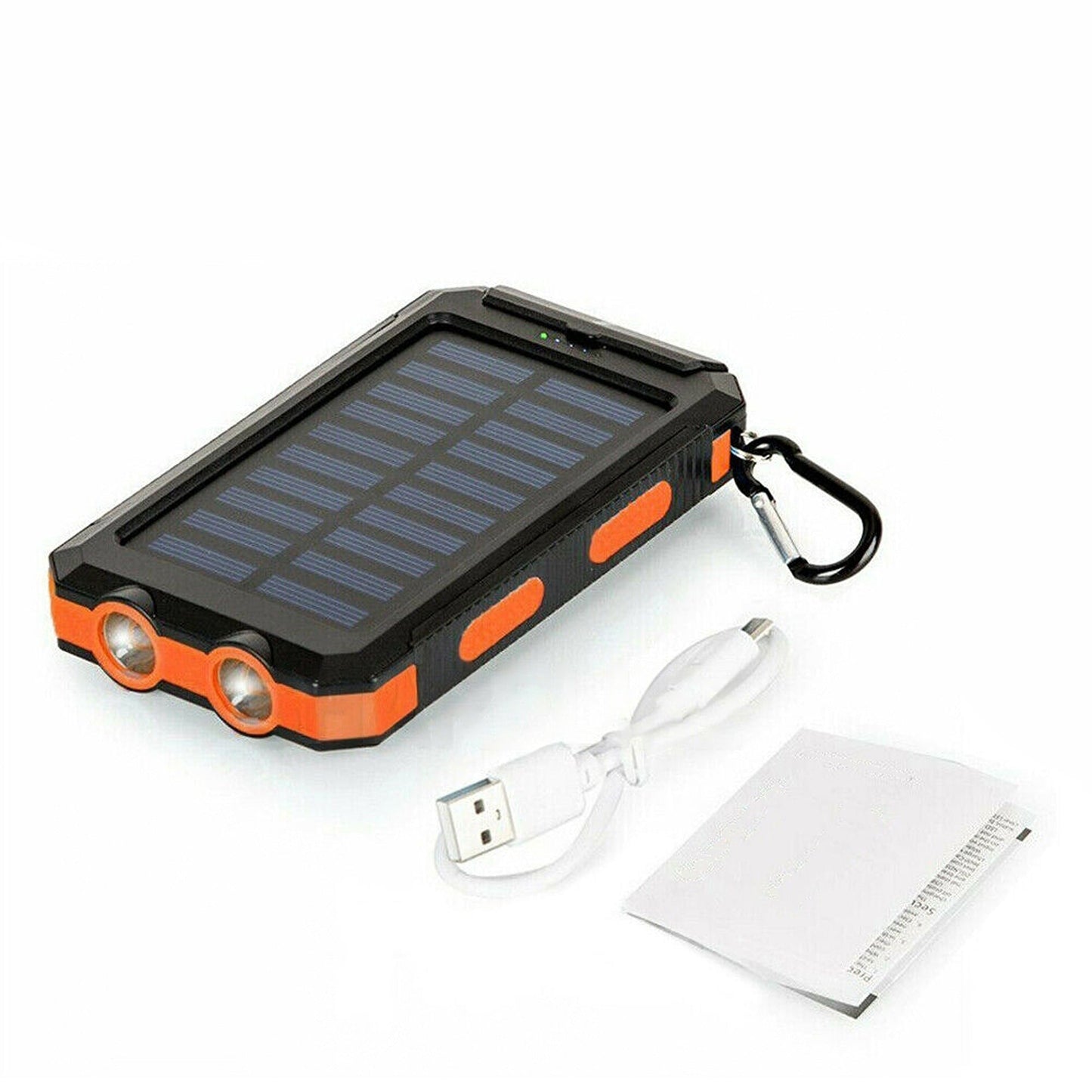 Portable External Solar Panel USB Charger Dual Battery Power Bank