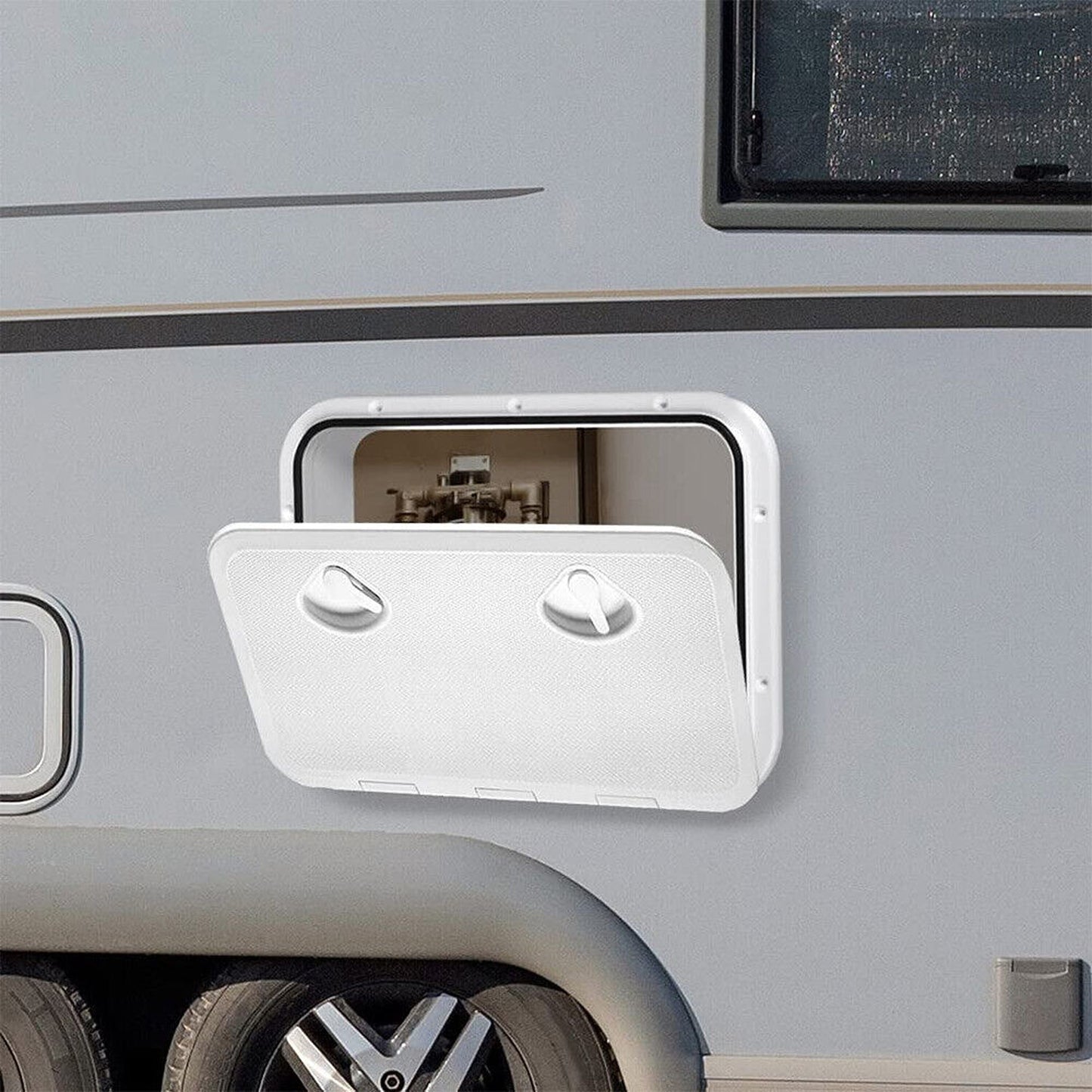 Service Access Hatch with Lockable Door for Caravans and RVs Storage Solution