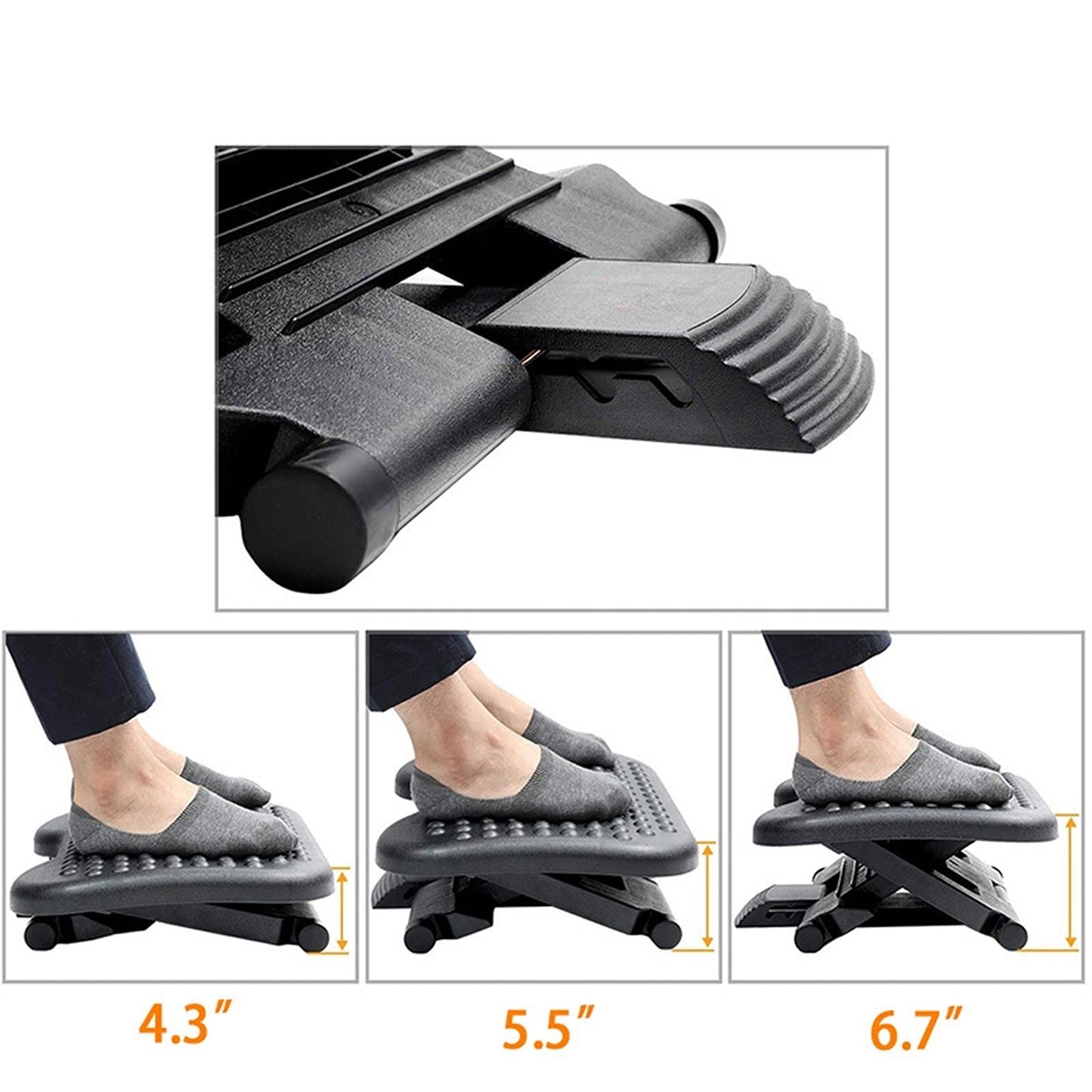 Adjustable Height and Angle Comfort Foot Rest Stool for Office and Home Use