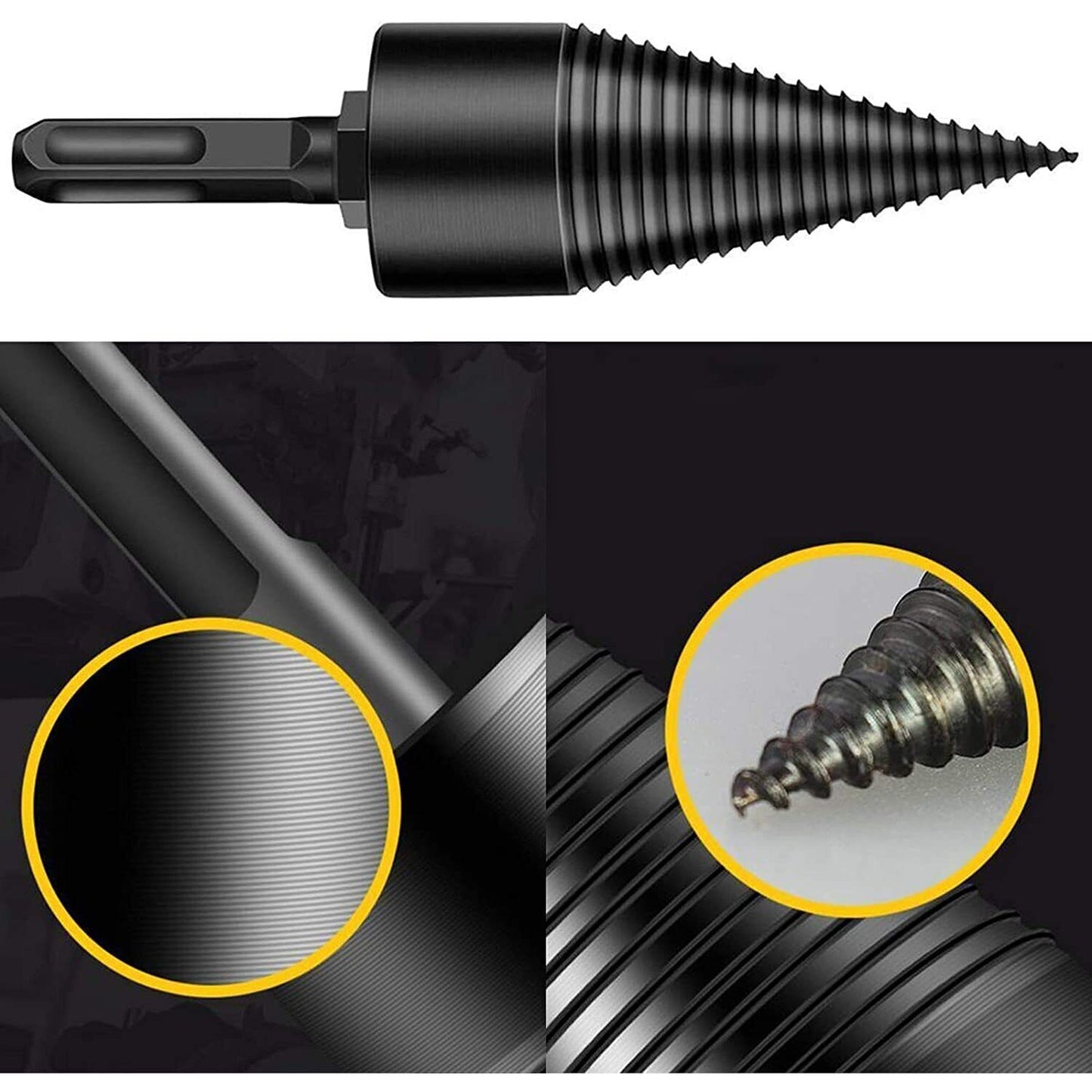 4pcs Speed Twist Firewood Log Splitter Wood Drill Bit Screw Cone Reamer