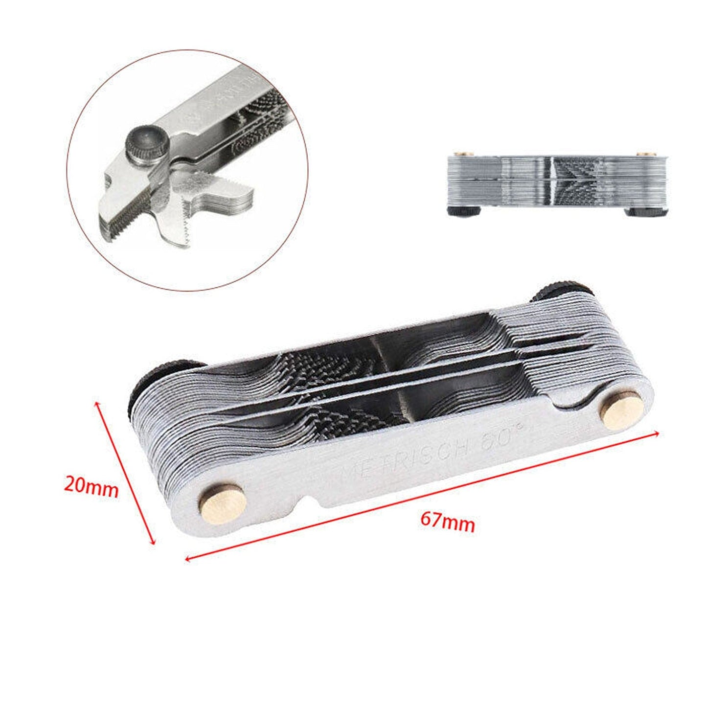 Thread Pitch Measurement Screw Gauge with 52 Blades Metric and Whitworth