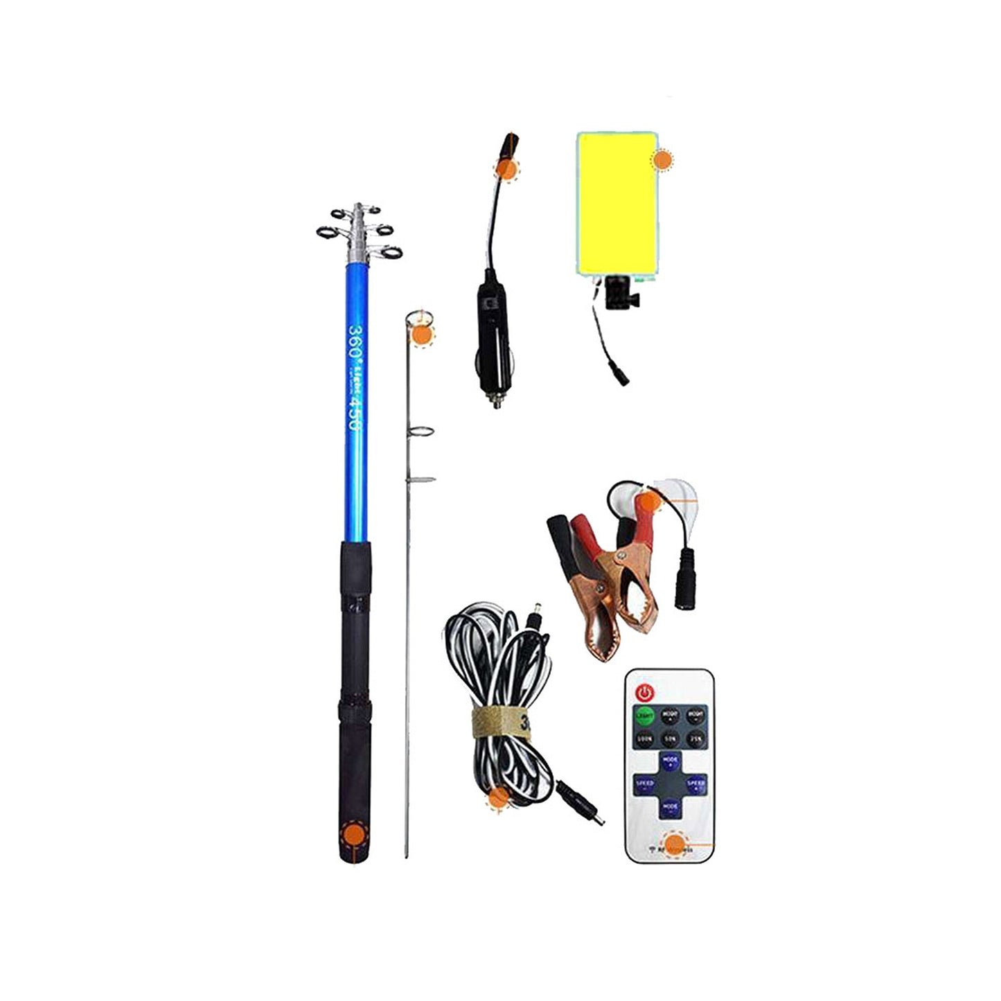 Portable Telescopic Fishing Rod LED Light Outdoor Camping Repair Lamp 12V