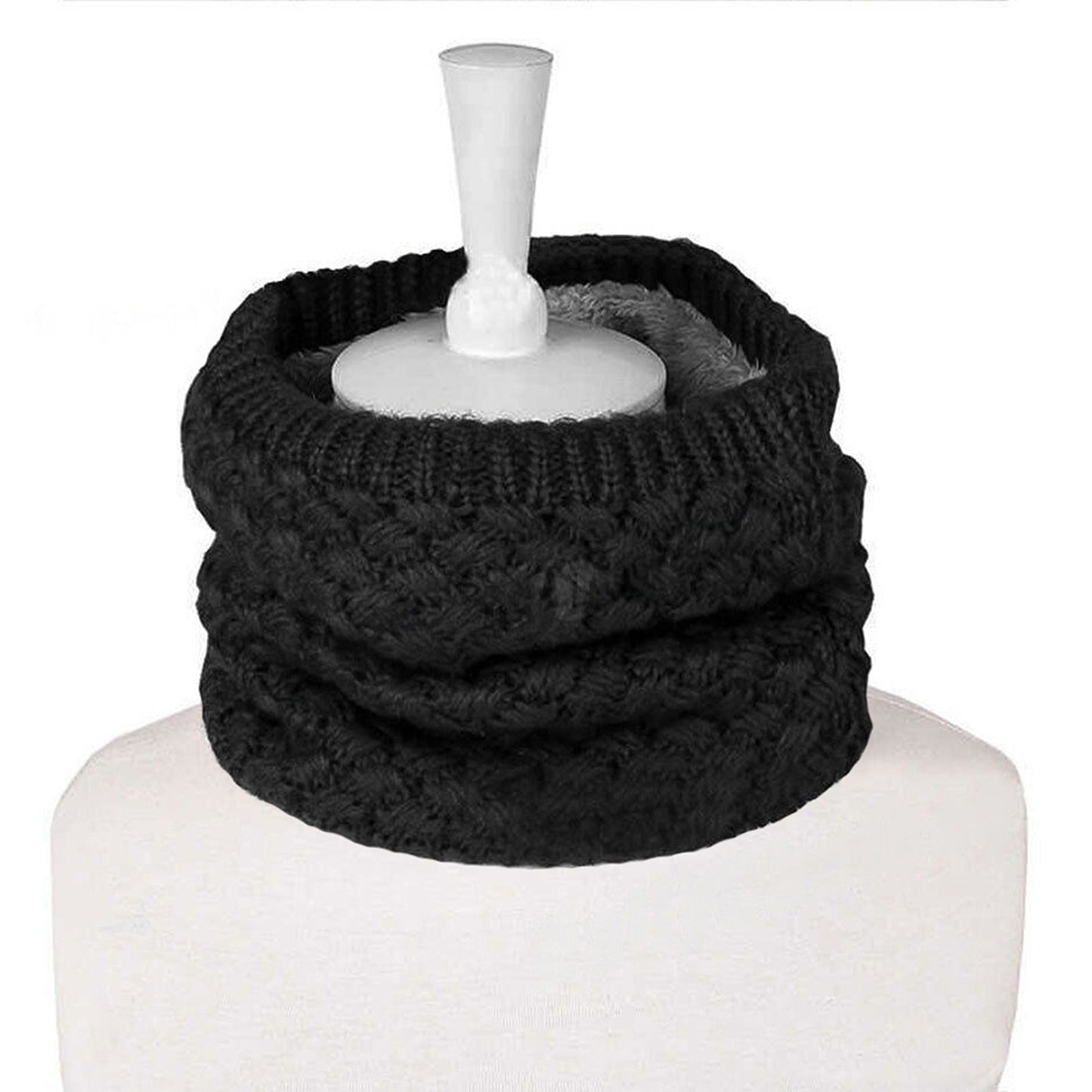 Velvet Winter Knit Scarf Thickened Wool Neck Warmer for Unisex Adult and Child