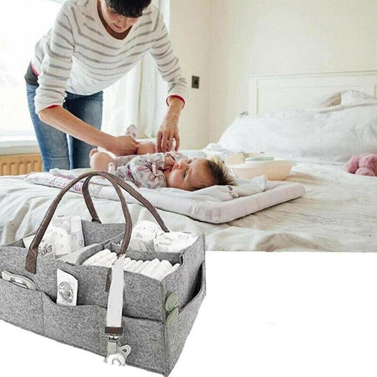 Infant Diaper Caddy Organizer Portable Nursery Storage Basket