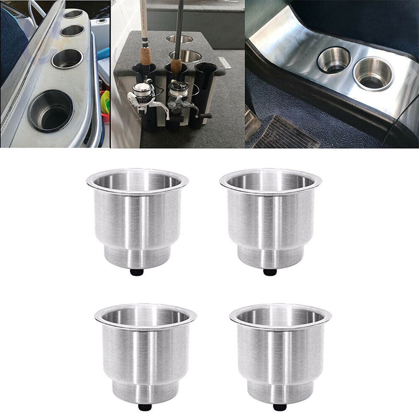 4pcs Stainless Steel Universal Drink Cup Holder Insert for Boats RVs Trucks