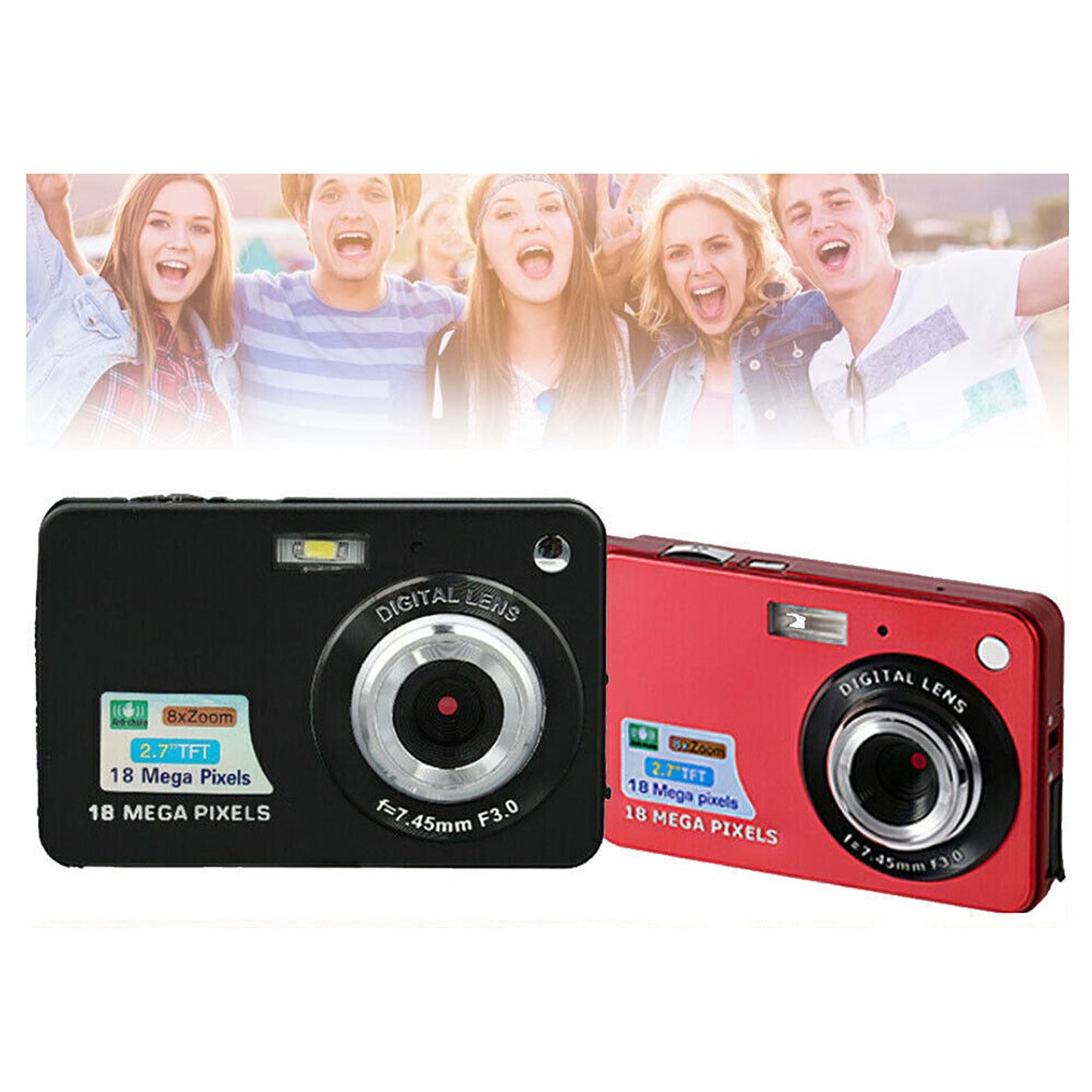 Digital Vlogging Camera with 2.7in TFT LCD Screen 18MP 8x Zoom