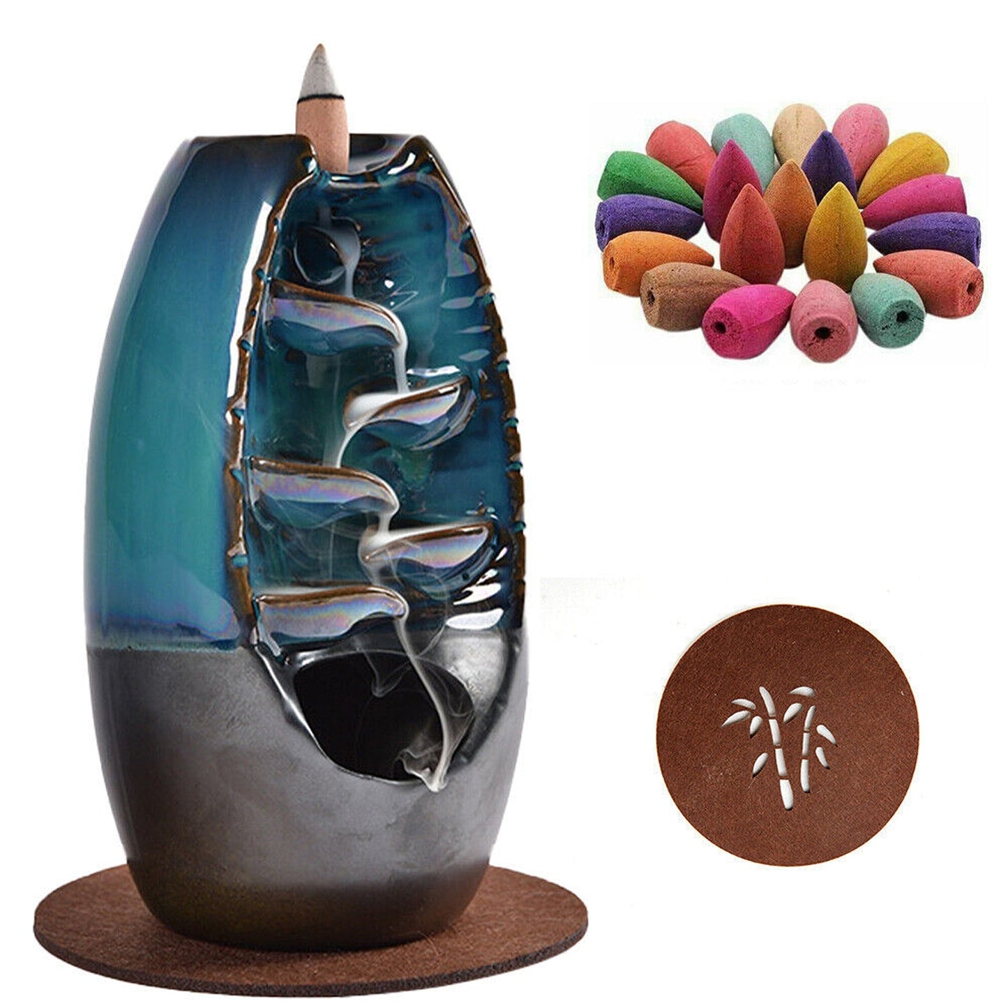 Ceramic Mountain Waterfall Smoke Backflow Incense Burner