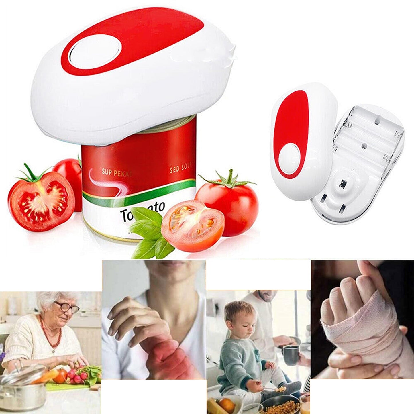 One-Touch Safety Can Opener with Automatic Lid Removal for Kitchens