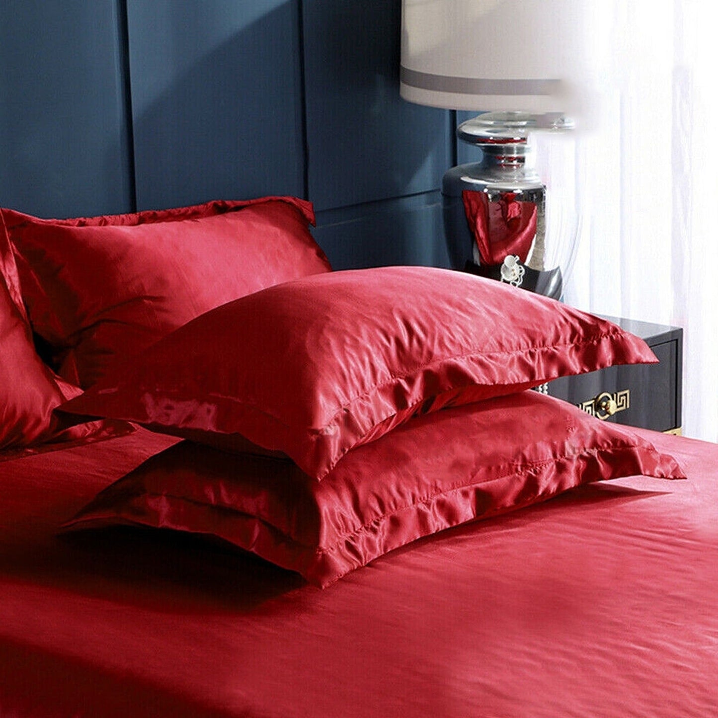 2pcs Silk Satin Bedding Pillowcases Smooth Soft Standard Cover