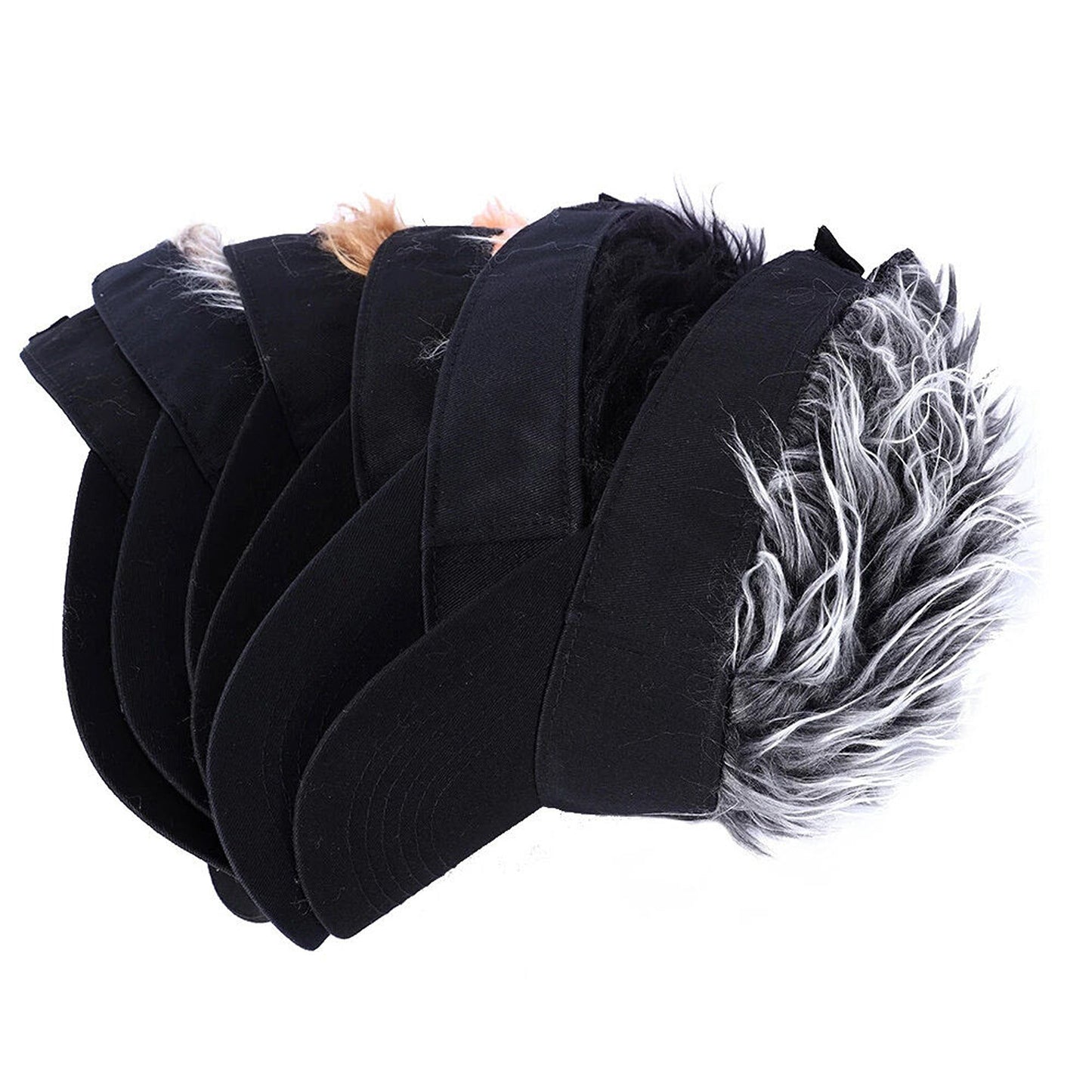 Baseball Cap with Wig Attached Sun Visor and Fun Hair for Men