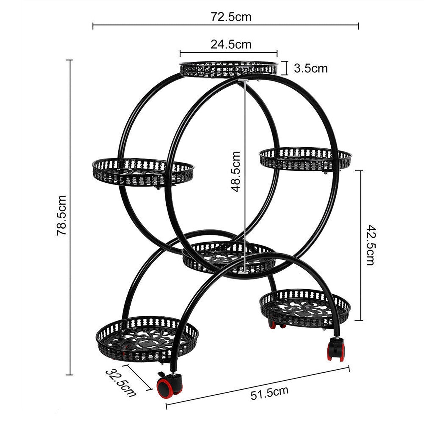 Plant Stand with 6 Pot Holders on Wheels for Easy Moving Indoors 4 Layer